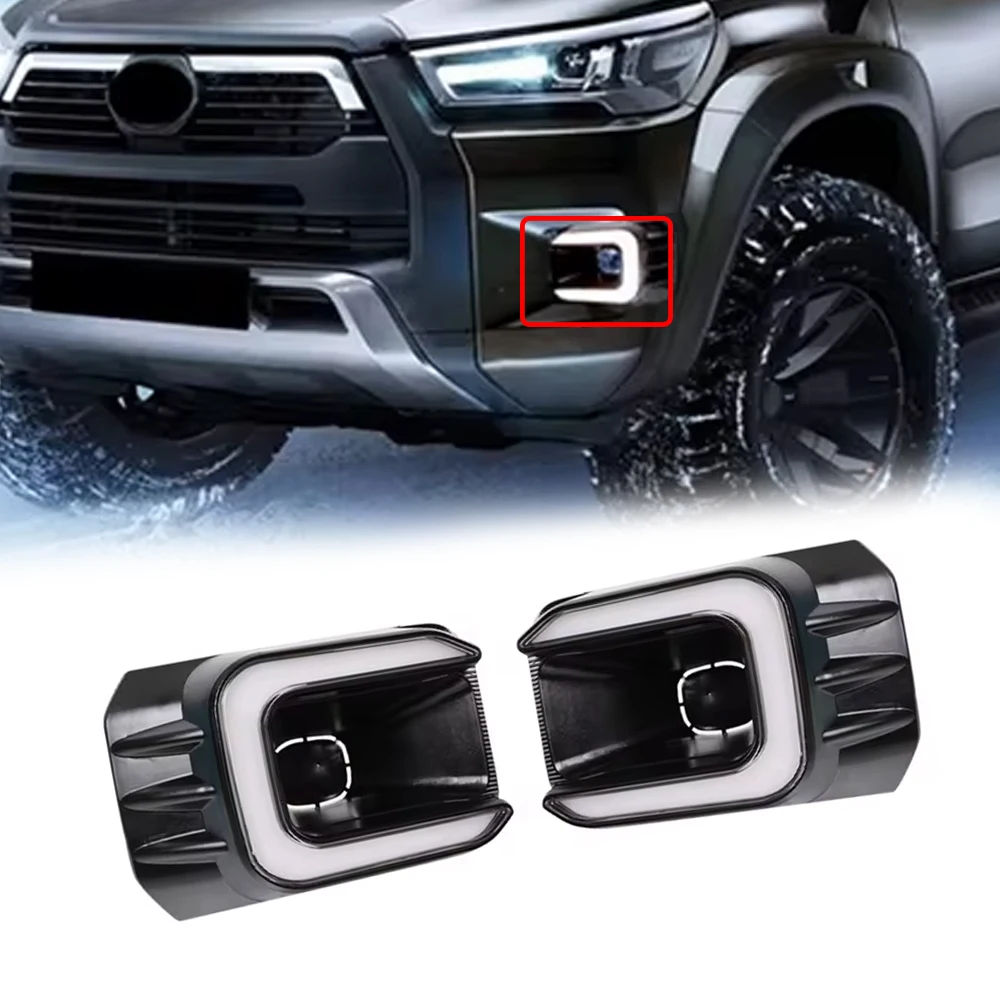 

For Toyota Hilux Revo 2020 2021 2022 12V 2Pcs Car LED Daytime Running Lights DRL Dynamic Driving Bumper Turn Signal Fog Light