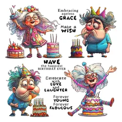 Mangocraft Happy Birthday To Funny Old Lady & Man Clear Stamp DIY Scrapbooking Supplies Silicone Stamp For Cards Albums Decor
