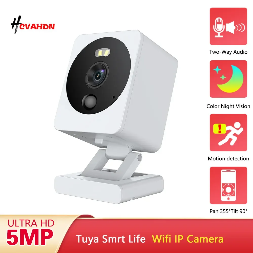 

Tuya 5MP Wi-Fi IP-камера безопасности уличная водонепроницаемая мини-цветная камера ночного видения радионяня беспроводная камера видеонаблюдения