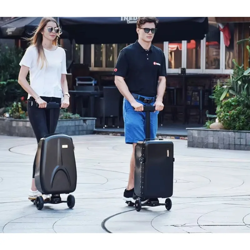 2025High Quality Aluminum Foldable Smart Luggage E-scooter Electrical Luggage Carry On Riding Suitcases Removable Travelers Lugg