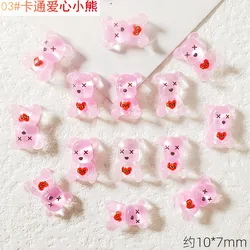 10PCS Kawaii Resin Cartoon Jewelry Gems Character Animal Bear Resin Accessories 3D Nail Art Decoration Charms Supplies