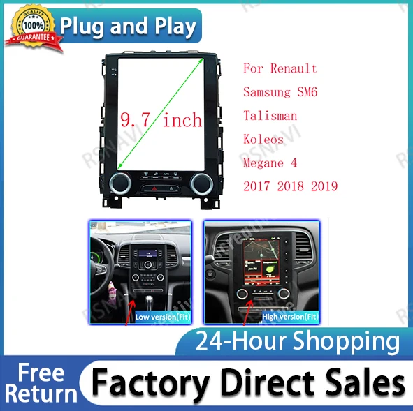 

9.7Inch Frame Tesla Style Facia For Renault Koleos Megane 4 Samsung SM6 Talisman 2017-2019 Android Radio Dash Fitting kit