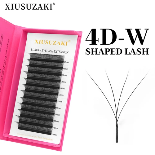 XIUSUZAKI marrón negro 4D pestañas en forma de W flores prefabricadas Fans extensiones de pestañas extensiones de pestañas individuales naturales tienda