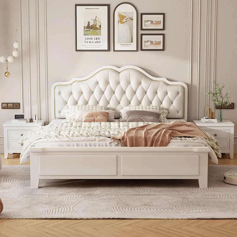 

Vintage Professional Bed Bed Cream Luxury Modern Aesthetic Creative Designer Sleeping Bed Double Cama Solteiro Trendy Furniture