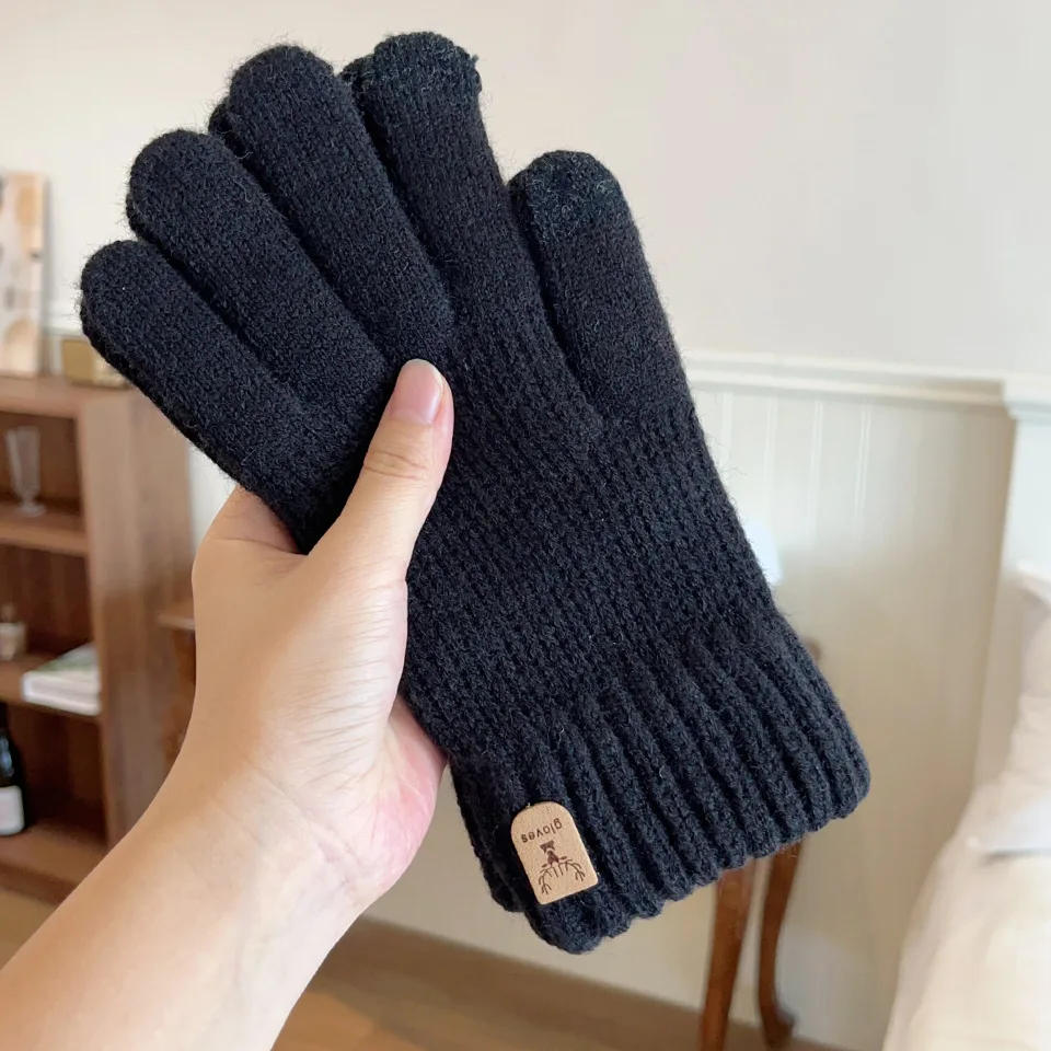 Cycling Cold Resistant Gloves for Mens Winter Warm Knitted Soft Anti-slip Outdoor Biking Hiking Gloves Gifts Wholesale