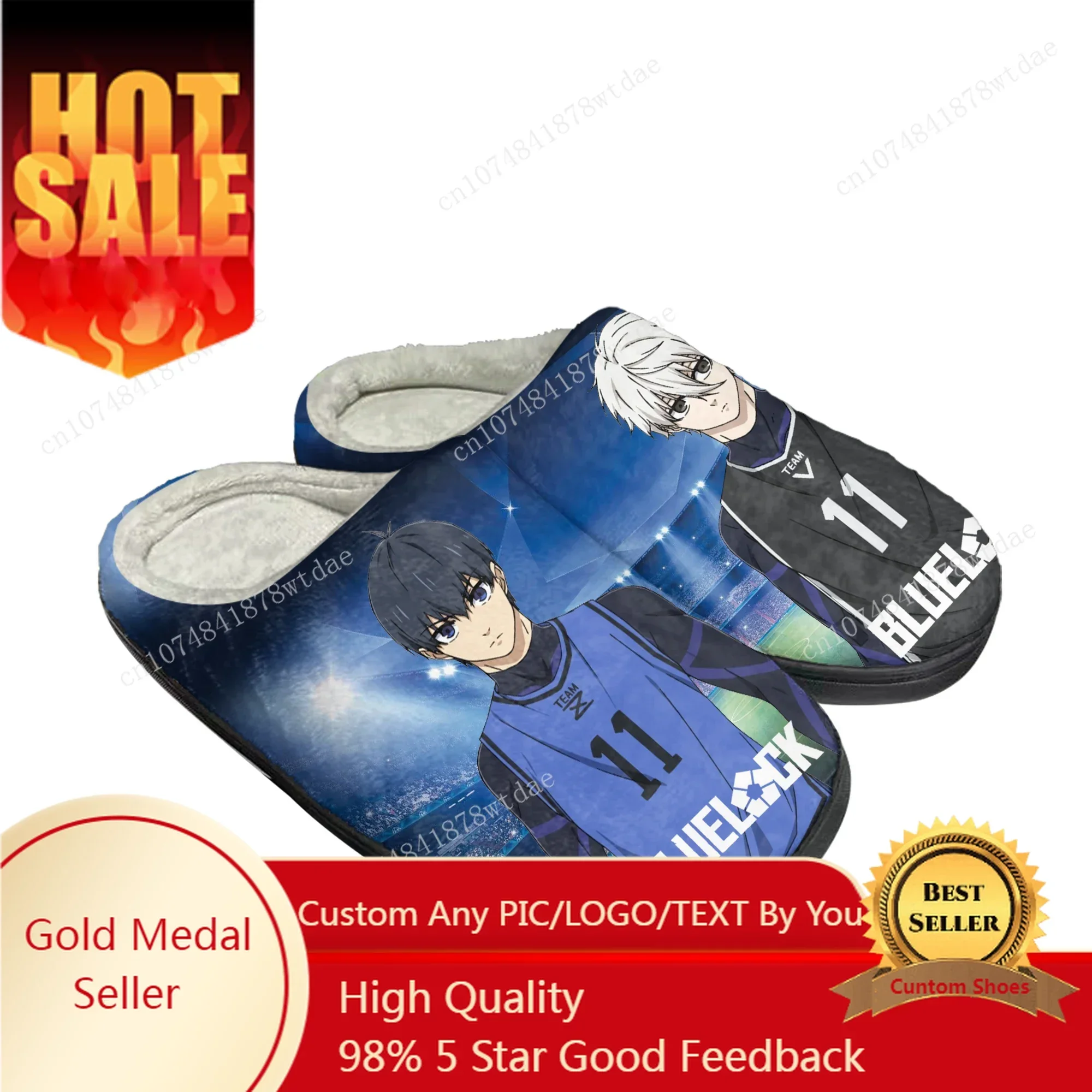 

Blue Lock Home Cotton Slippers Mens Womens Yoichi Isagi Plush Bedroom Casual Keep Warm Shoes Anime Custom Thermal Indoor Slipper