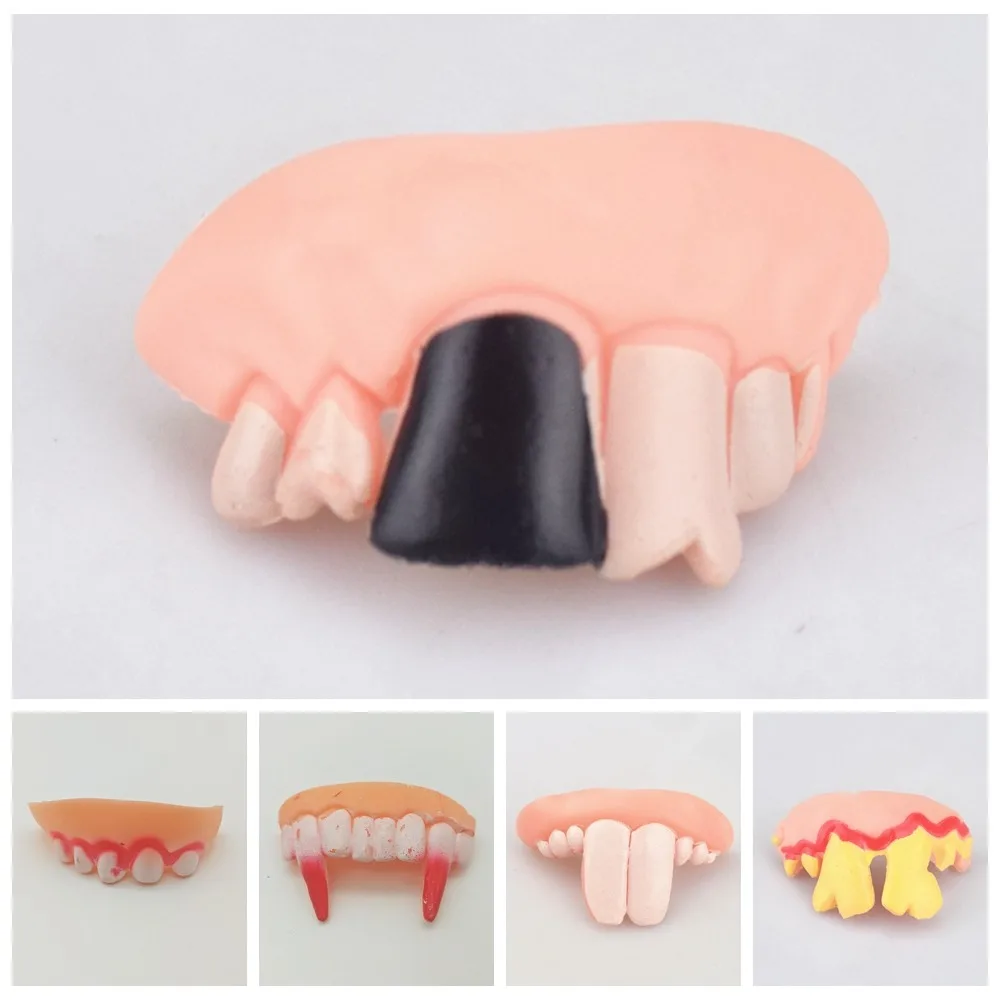 Protesi Bavaglio Protesi Divertenti Shock Gomma Denti Brutti Divertenti 10 Stile Denti Protesi Finti Decorazione di Halloween Prop