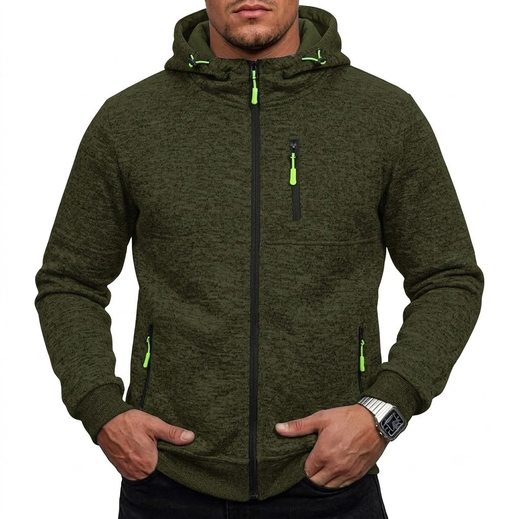Herren-Kapuzenpullover mit Reißverschluss, Farbblock-Hoodie, Langarmjacke für Herren, Herbst-Outwear, Pullover mit mehreren Taschen, Sportbekleidung – Detail 13