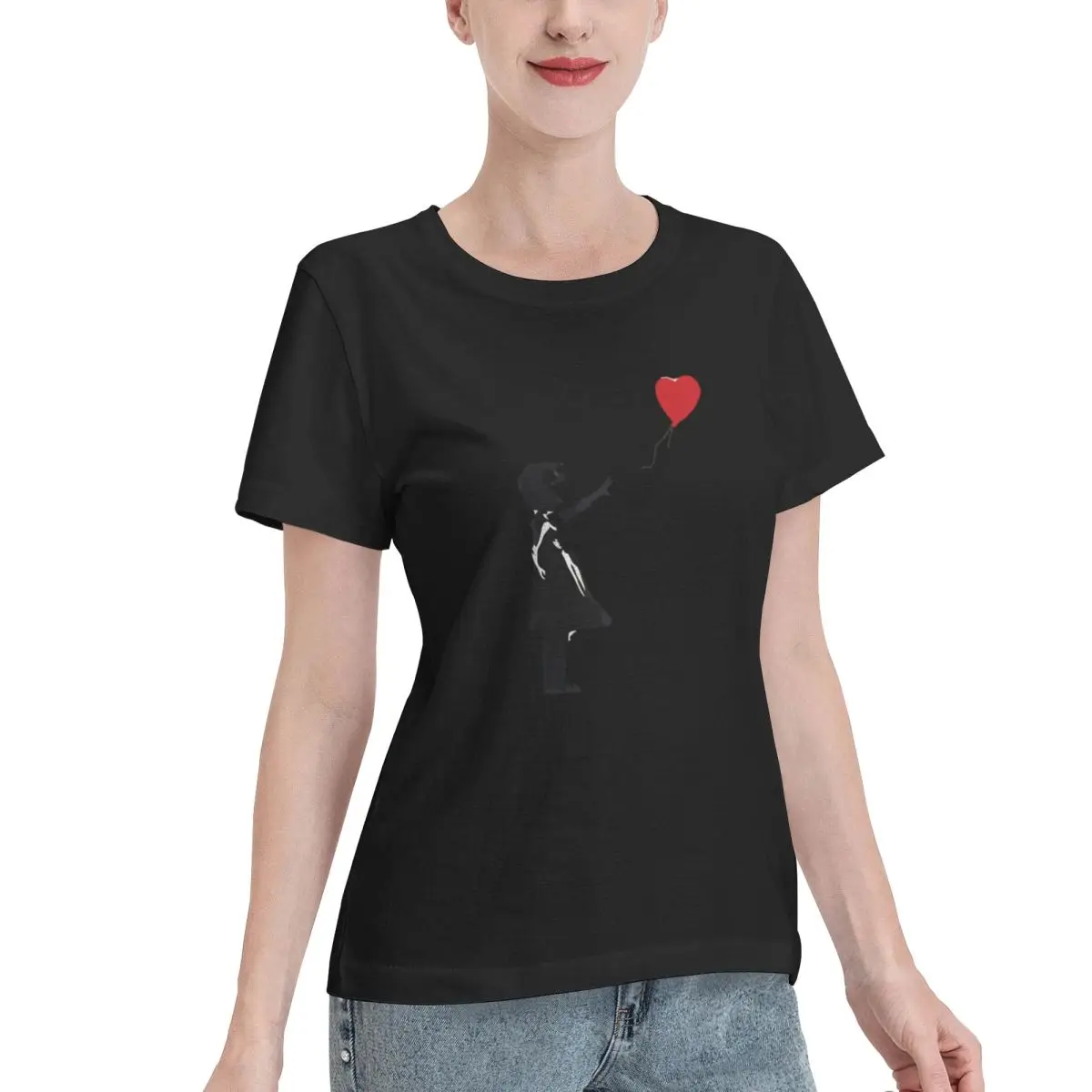 Long Lasting Banksy - Girl With Balloon Women's T-shirt Minimalist Chic Solid Color Tee