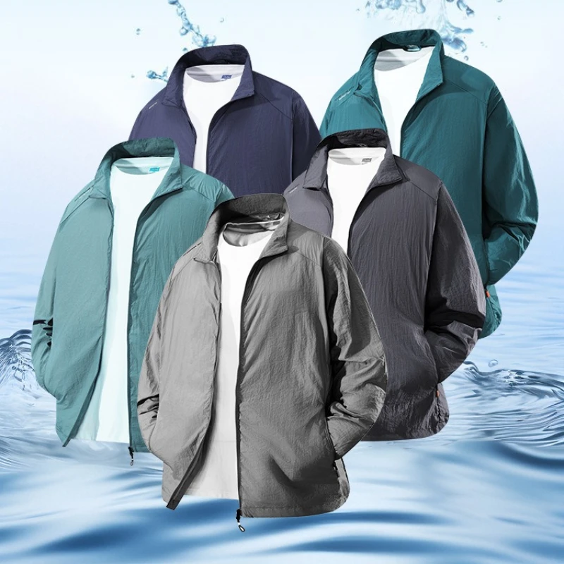 

Summer Sunscreen Jacket Men's Casual Quick Dry Breathable UV Coat Outdoor Cycling Camping Fishing Lightweight Skin Windbreaker