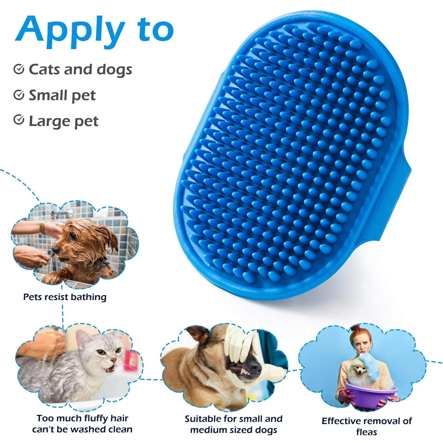 Soft Rubber Dog Cat Brush Pet Bath Silicone Comb Massage Comb Hair Remover Pet Supplies Dog Grooming Wash Cleaning Equipment 