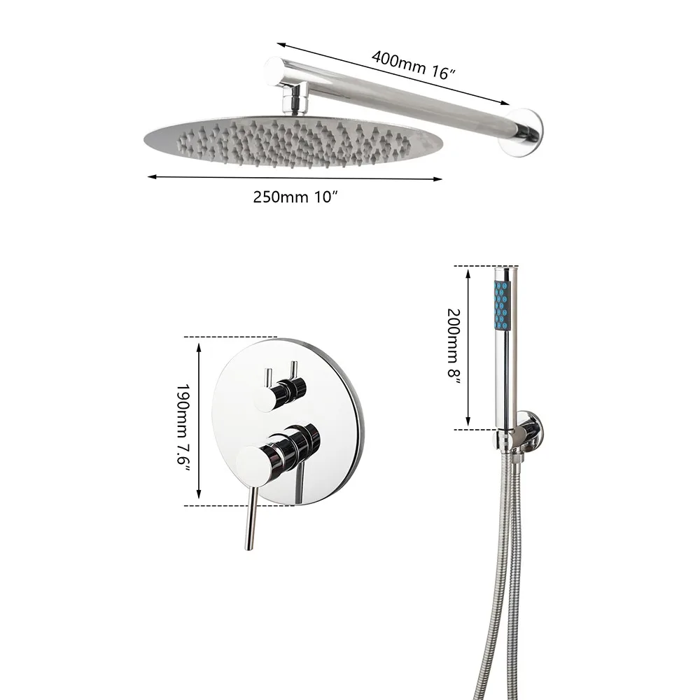 YANKSMART Bathroom Shower Faucet Chrome Polished Wall Mounted Rainfall Bathtub Hot And Cold Mixer Water Tap With Hand Spray Set