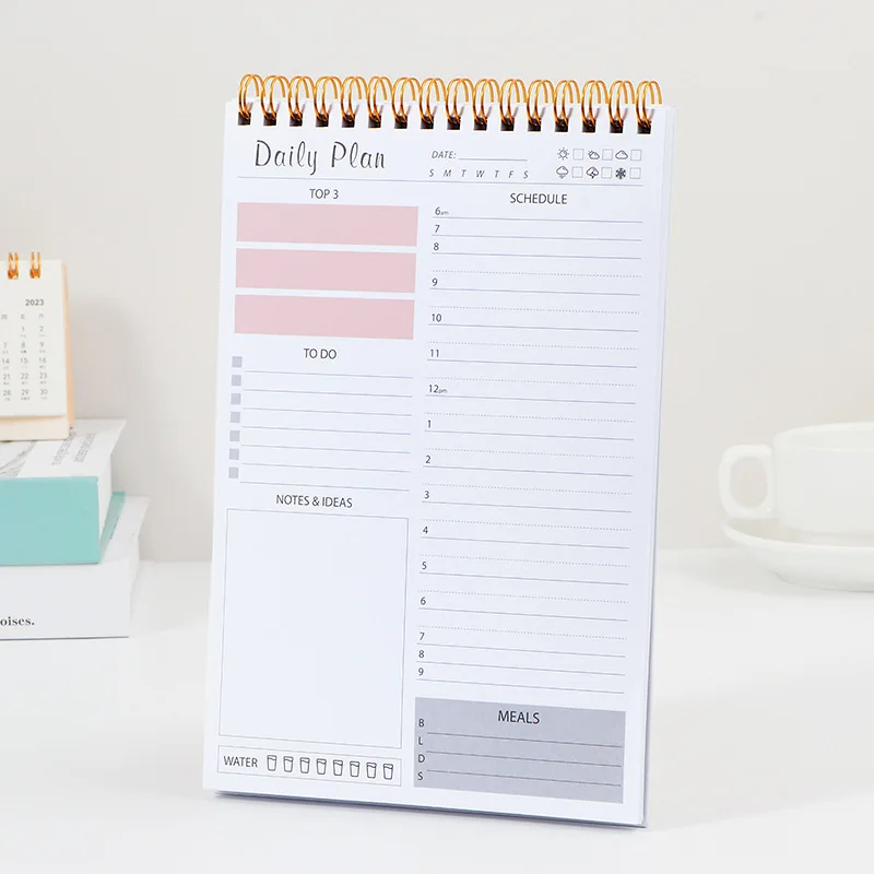 Daily Planner  A5 Coil Full English Time Management To Do List Calendar Efficiency Manual Notebooks Office Accessories