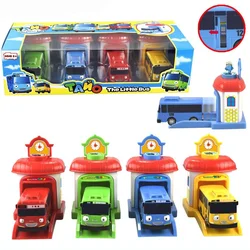 [Funny] 4pcs/set Scale model Tayo the little bus children miniature bus baby oyuncak garage tayo bus Ejection impact car vehicle