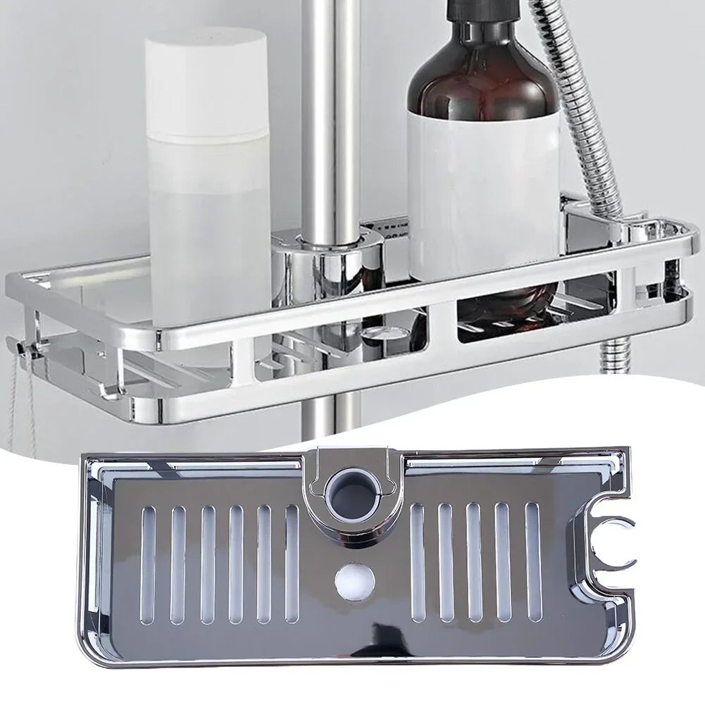 

1 Bathroom Storage Shelf Bathroom Hanging Pole Shower Basket Tidy Storage Shelf 285x110mm Organiser Tray Rack Bathroom Fitting