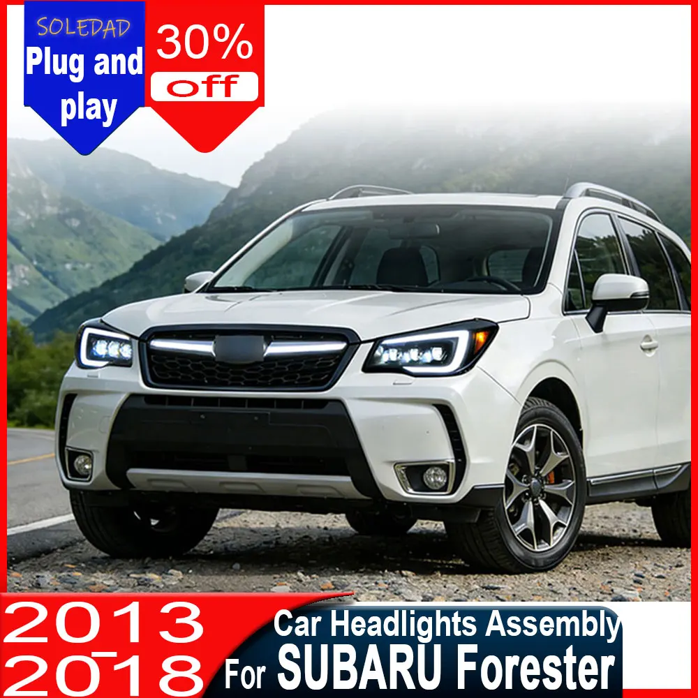 Car LED Headlights for Subaru Forester 2013 2014 2015 2016 2017 2018 DRL Start up Animation Car Front Lamps Assembly