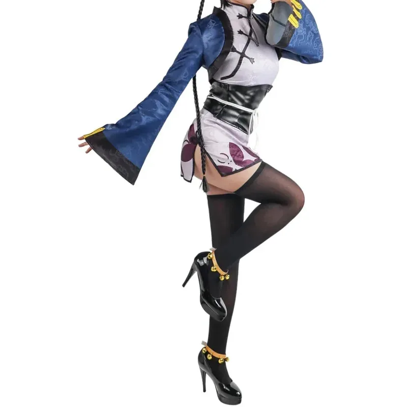 

Anime Black Butler Cosplay Costume Suits Ran Mao Shawl Cheongsam Socks Women Halloween Party Role Play Clothing Outfits if;3