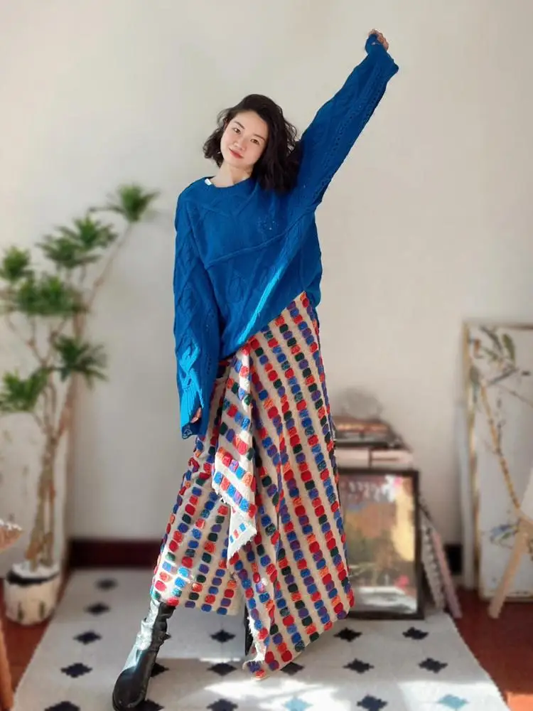 

Вязаная юбка DesiGar в горошек с высокой талией, шерстяная повседневная юбка-карандаш для женщин, для работы и повседневной носки