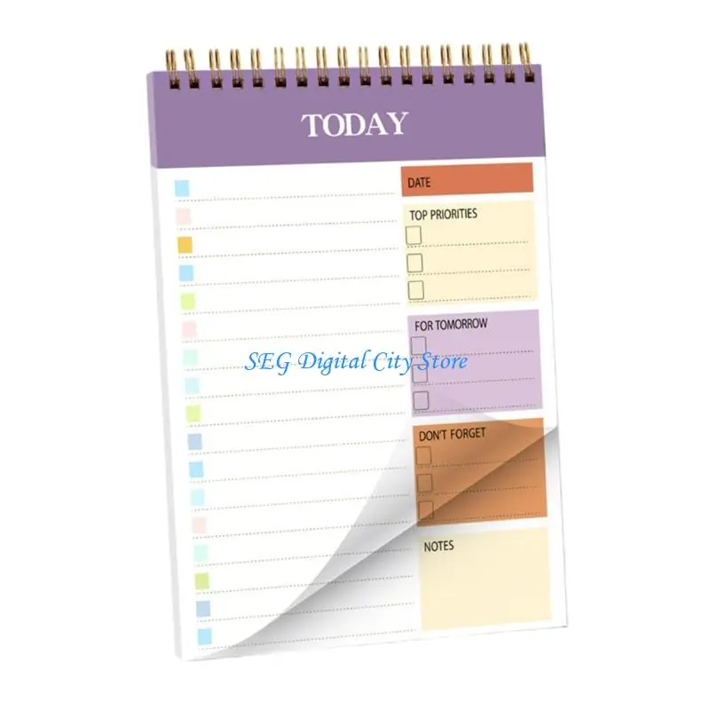 U75B Twin Coil Binding Daily Planner 104 Page Lined 5.5x8.66Inch Academic Journal Writing Paper Notebook For Men Wmen Student