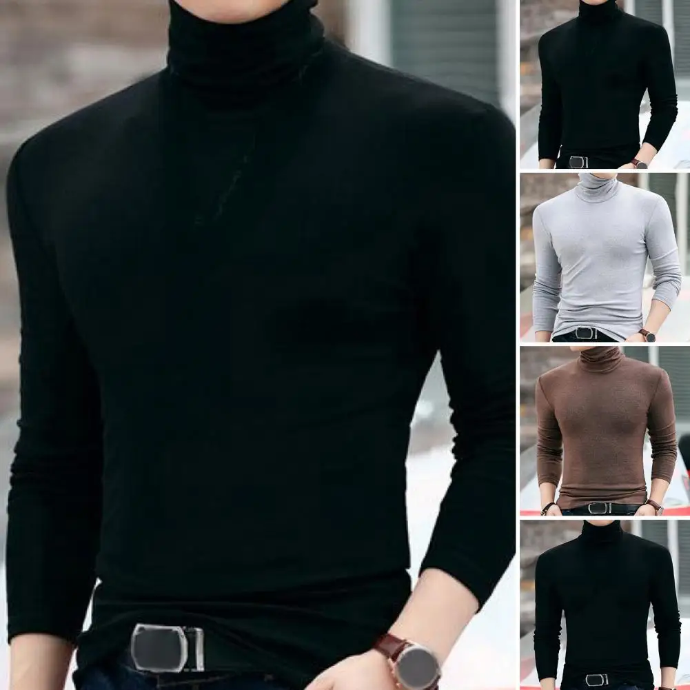 

Warm Comfortable Men Turtleneck Men Polyester Turtleneck Shirt Men's Slim Fit Turtleneck Top Long Sleeve Base for Fall for Home