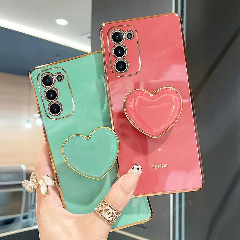 S 21 20 Plating Love Heart Etui na telefon do Samsung Galaxy S21 Plus Ultra S20 Fe 5g S22 S23 Luksusowe silikonowe etui na telefon S20fe