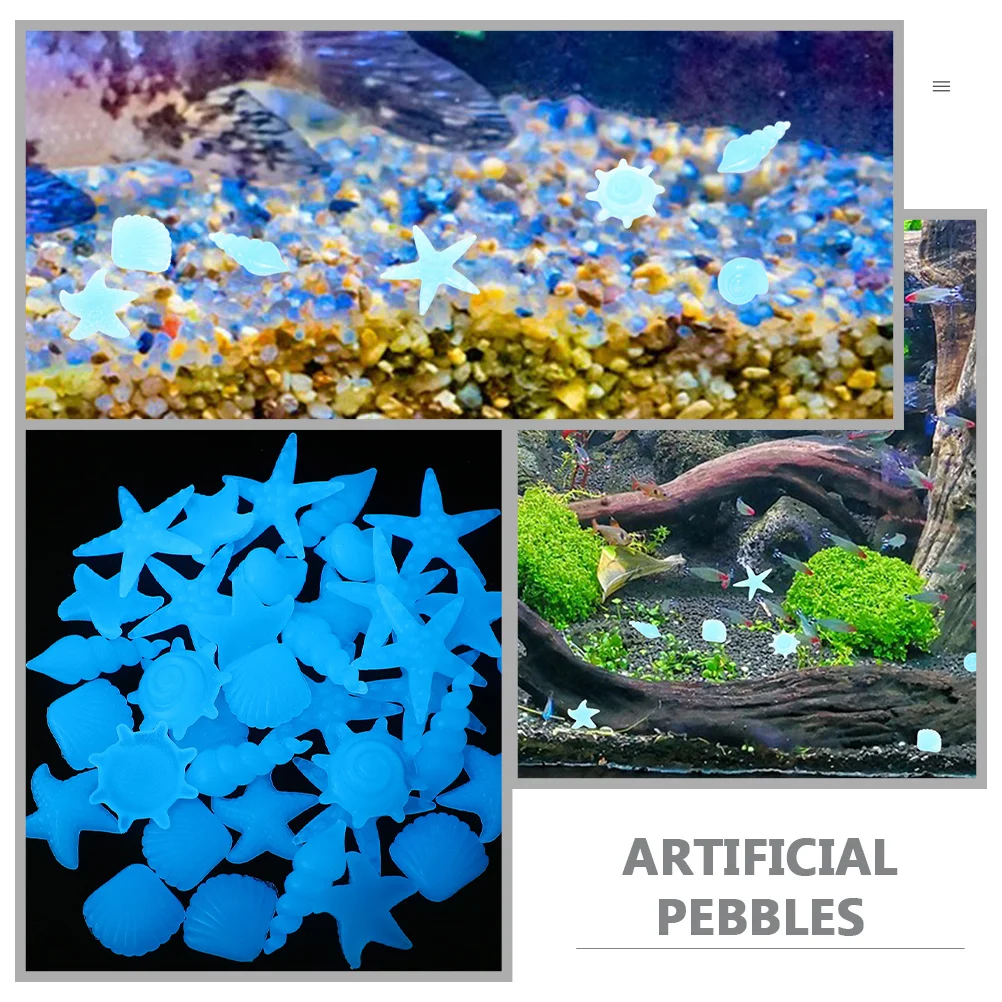 

100Pcs Night Glow Pebbles Artificial Stones Fish Tank Landscaping Aquarium Decorative Gravel Glow in Dark Rocks