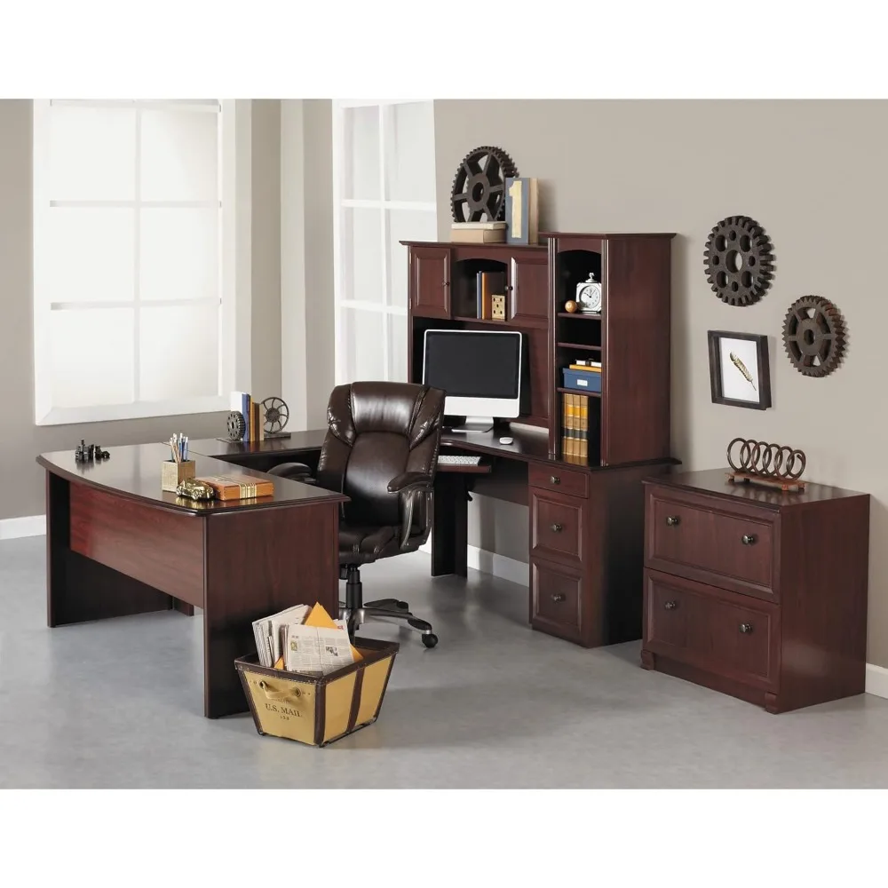 

® Broadstreet 65"W U-Shaped Executive Corner Desk, Cherry
