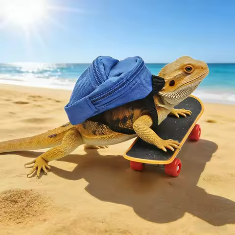 Funny Anti-crack Pet Skateboard Set Rotary Wheel Plastic Parrot Skateboard Backpack Lizard Mini Scooter Exercise