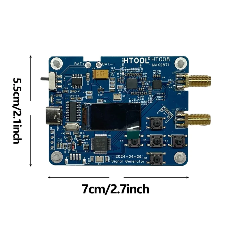 HT008 RF Signal Source Generator Frequency 23.5-6000Mhz Serial Port Control MAX2871 2870
