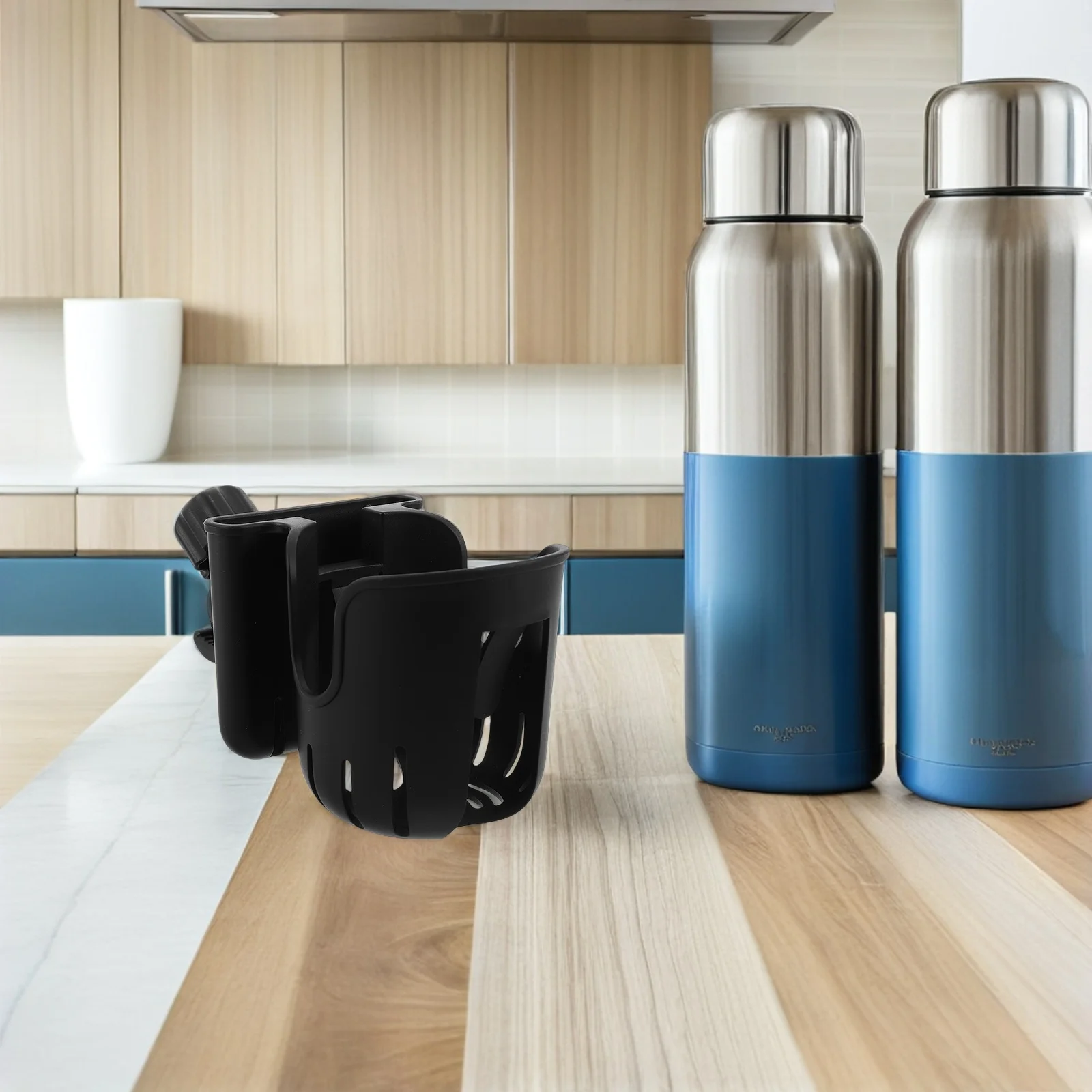 

Black Universal Stroller Cup Holder 2-in-1 Phone Cup Holder Mounting Bracket for Wheelchair Walker Bicycle Scooter