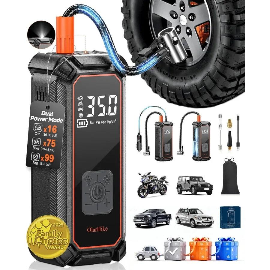 Draadloze bandenpomp Draagbare luchtcompressor 150PSI Dual Power 5400 mAh 12V DC Luchtpomp voor autobanden Fiets Motor Fiets