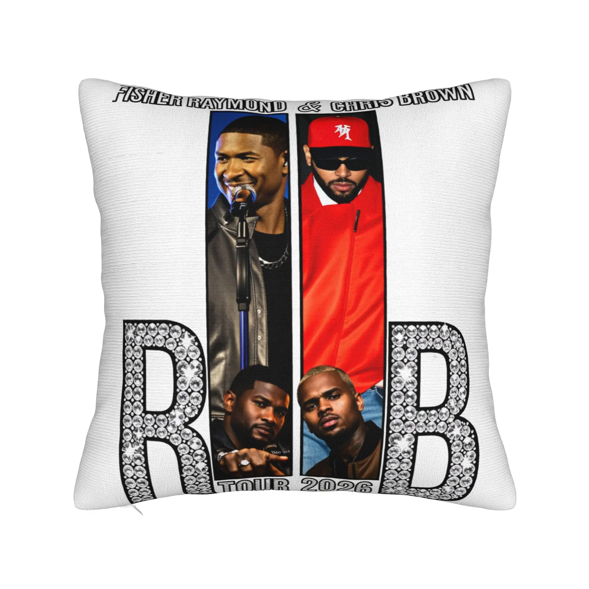 Pillow Cover Chris Brown And Usher The Rb Tour  Raymond And Brown Cute Fun Pillow Case For Wedding Party Home Decor Pillowcases