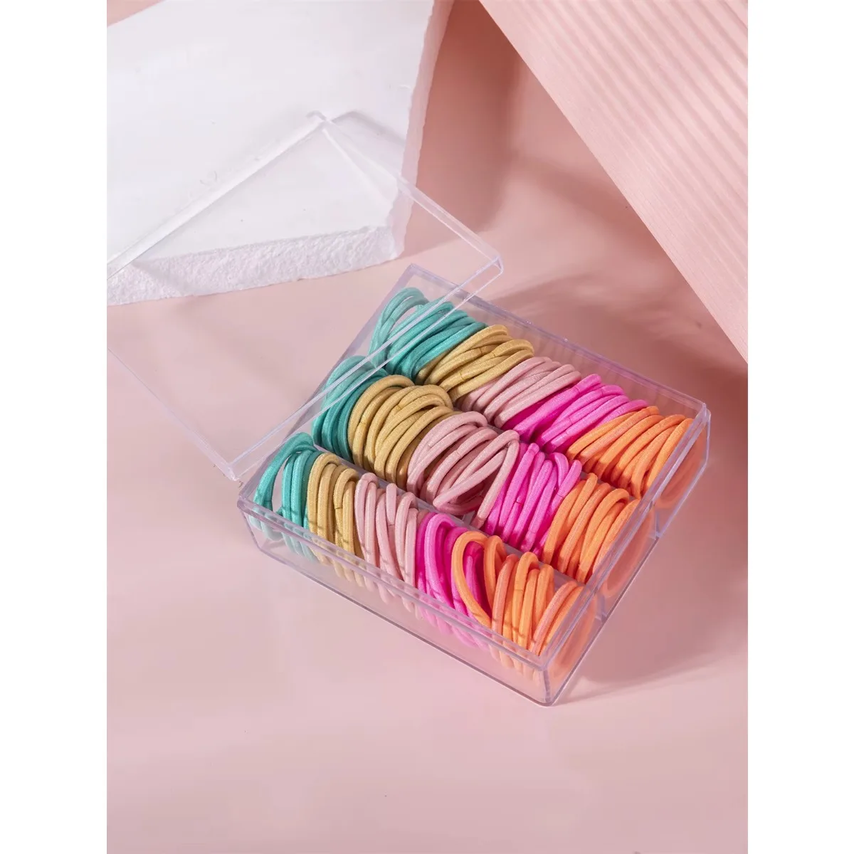 130개 한국 스타일 컬러풀 엘라스틱 헤어 타이 소녀용 포니테일 홀더 스크런치 헤어 액세서리