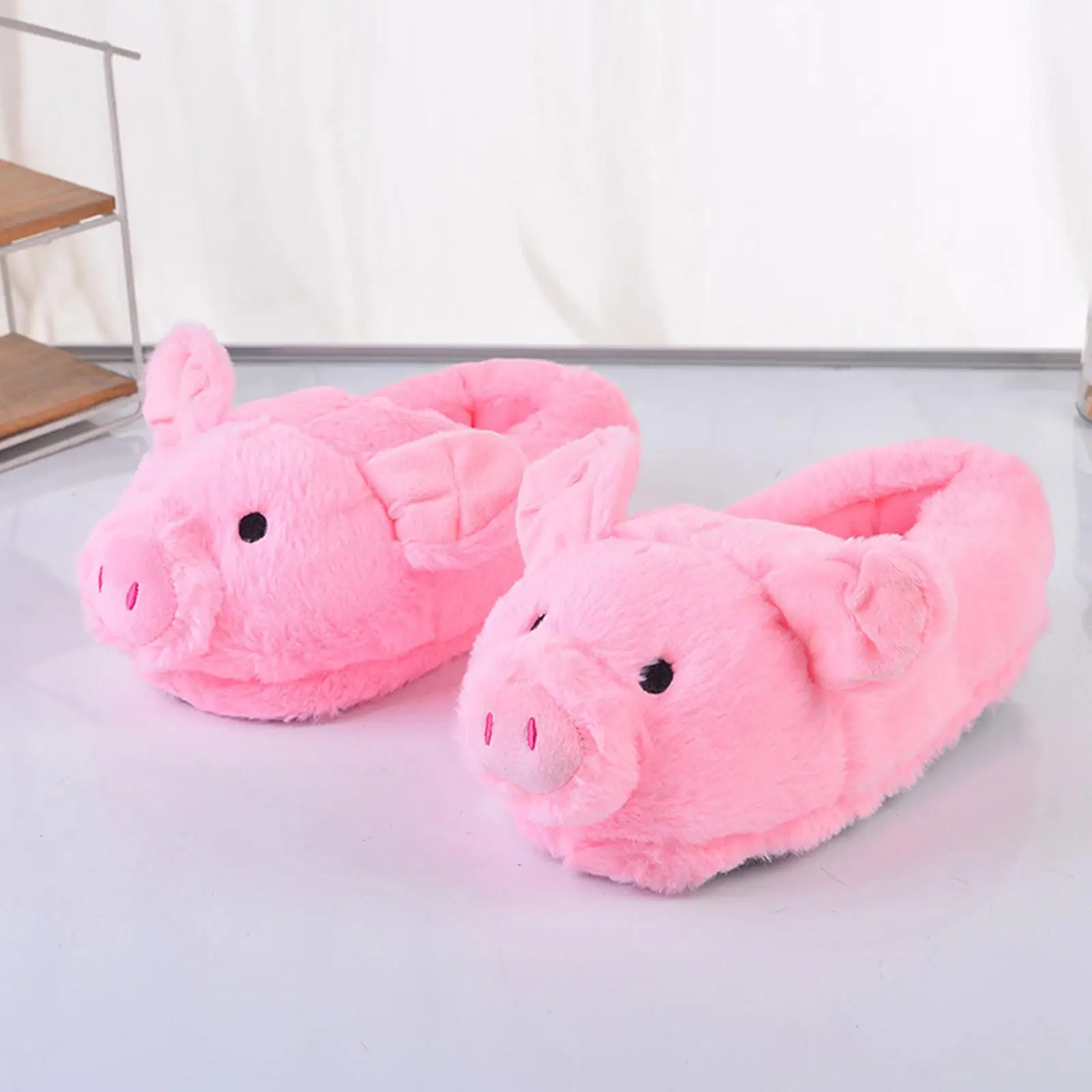 Plush Comfort Pink Pig Slippers Ins Style Cute Pig Animal Cartoon Plush Slippers Non-Slip Furry Shoe