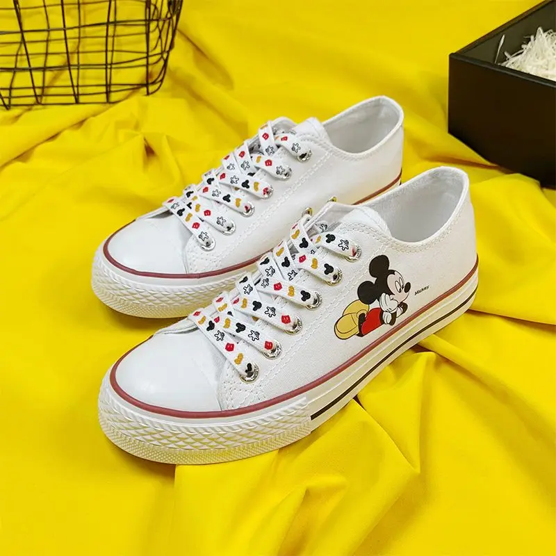 Disney Cartoon Canvas Schoenen Mickey Kleine Witte Sportschoenen Meisje Koppel Met Zomer Nieuwe Casual Schoenen