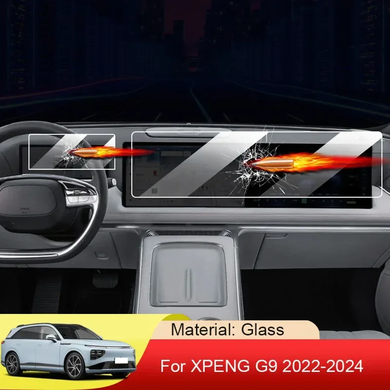

For XPENG G9 2022-2024 Car GPS Navigation Screen Protect Glass Film Dashboard Display Tempered Sticker Auto Internal Accessories