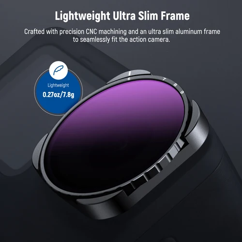 Imagen 2 del producto NEEWER Filtro de ND4-ND32 variable compatible con GoPro 9 10 11 12, filtro ND variable de 2-5 paradas con vidrio HD multicapa HD