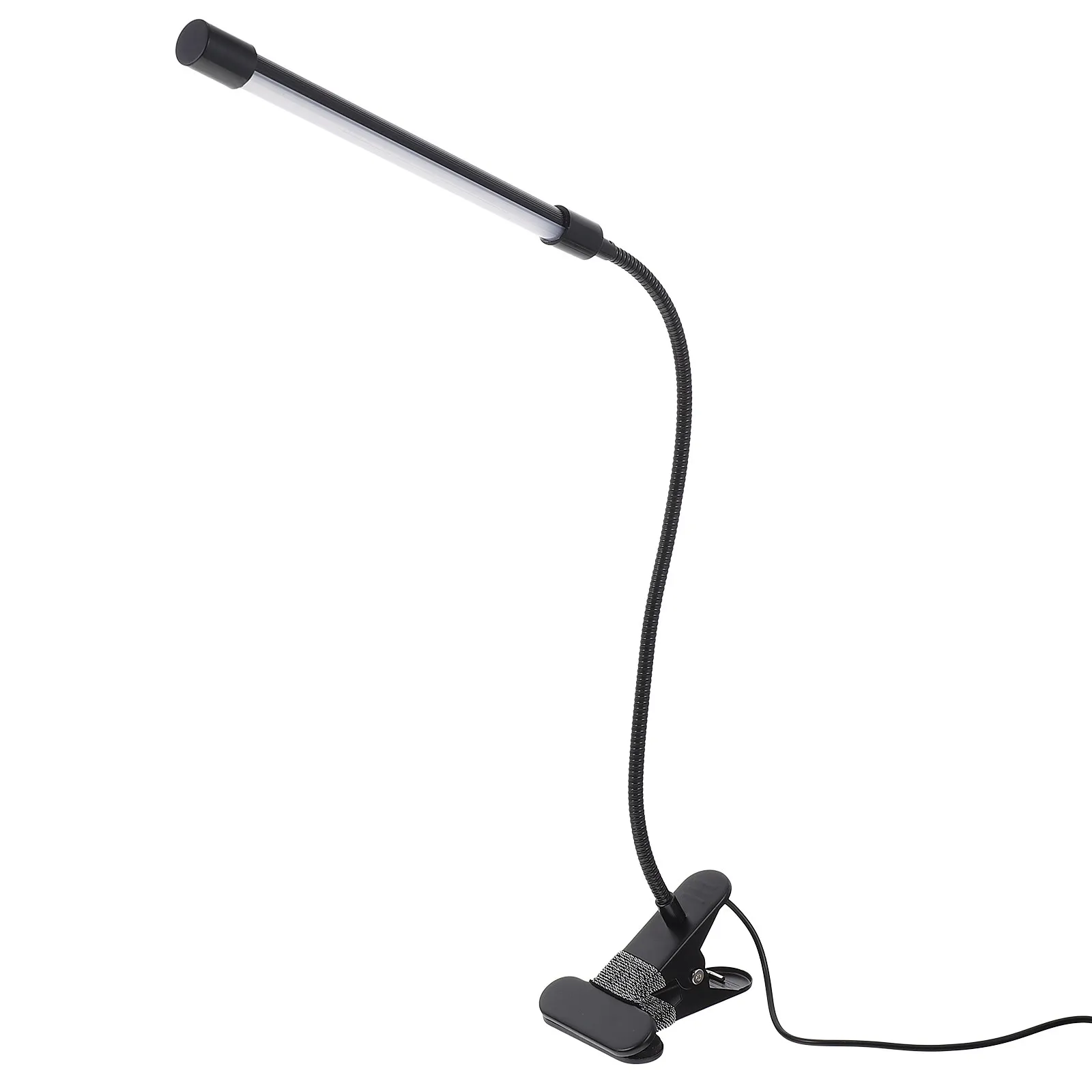 

USB Rechargeable Clamp LED Night Light Black Simple Style Bedside Reading Lamp Cozy Warm Light Decorative Desktop Clamp Lamp