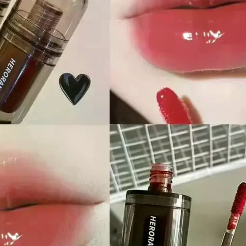 HERORANGE Black Mirror Lip Gloss Lasting Watery Lip Glaze Translucent Dark Brown Red Liquid Lipstick Women Beauty Lip Cosmetics