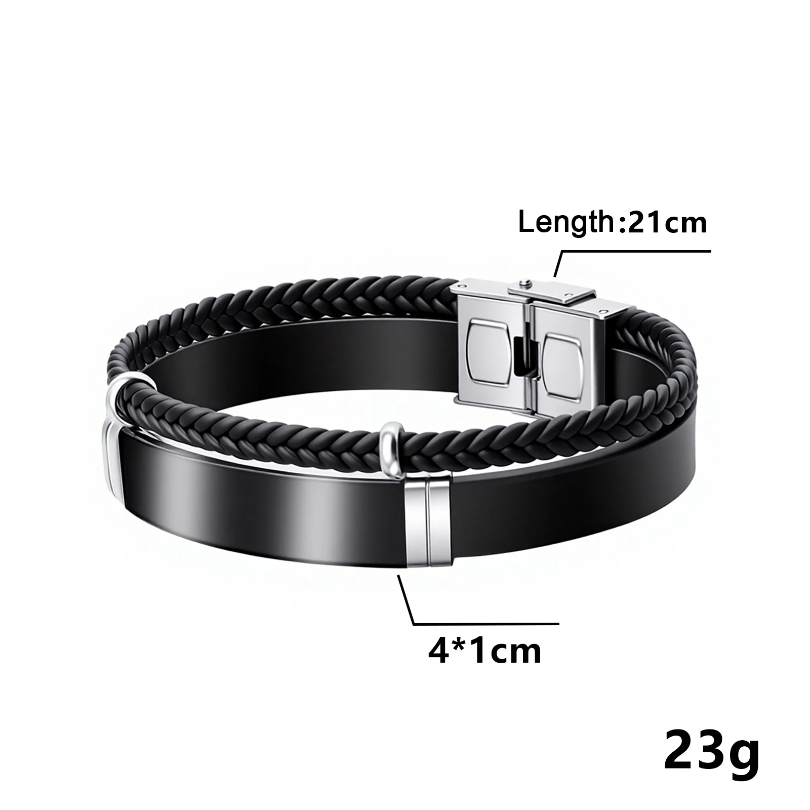 Custom Stainless Steel Bracelet Double Layer Twist Braid Leather Rope Bracelets Personalized Engraved Name/Text/logo Jewelry