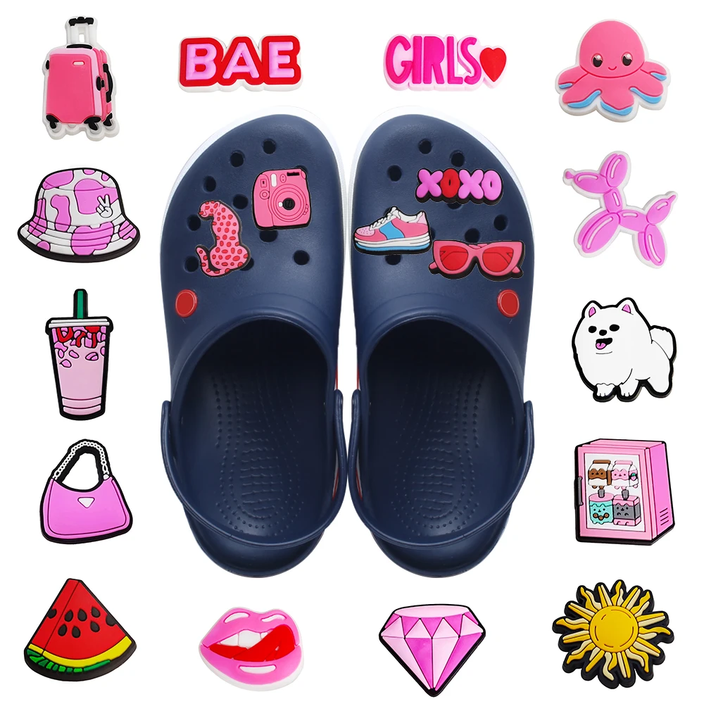 1pcs PVC  Preppy pink lover  Jeans Shoe Charms Stranger Plant Shoe Decorations Buckle for Clog Garden Sandal Accessories