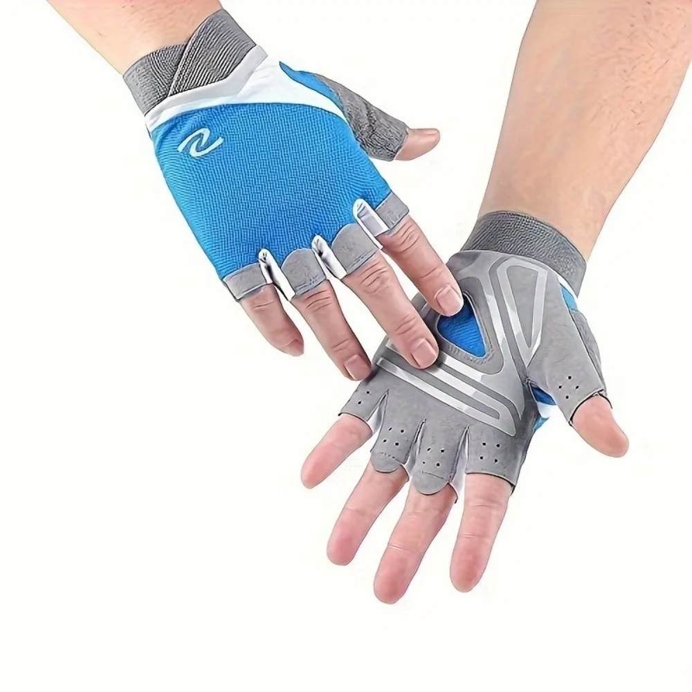 Rutschfeste Halbfinger-Fitnesshandschuhe für Männer und Frauen, Atmungsaktive Trainingshandschuhe für Radfahren, Klettern, Angeln und Sport