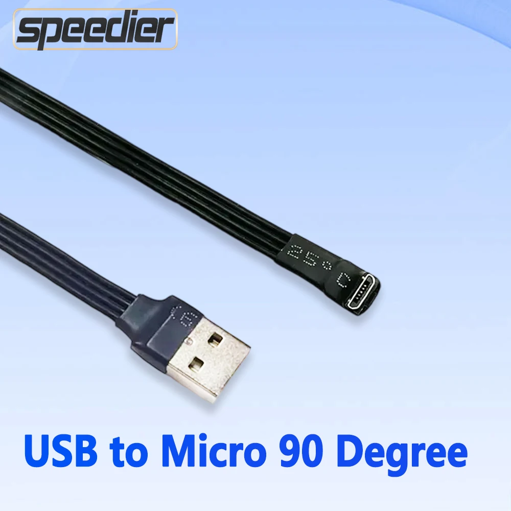 

Silicone USB 2.0 to Micro 90 Degree Angle Flat Flexible Data Cable Right Left up down for Drone Charging FPV Cell Phones cables