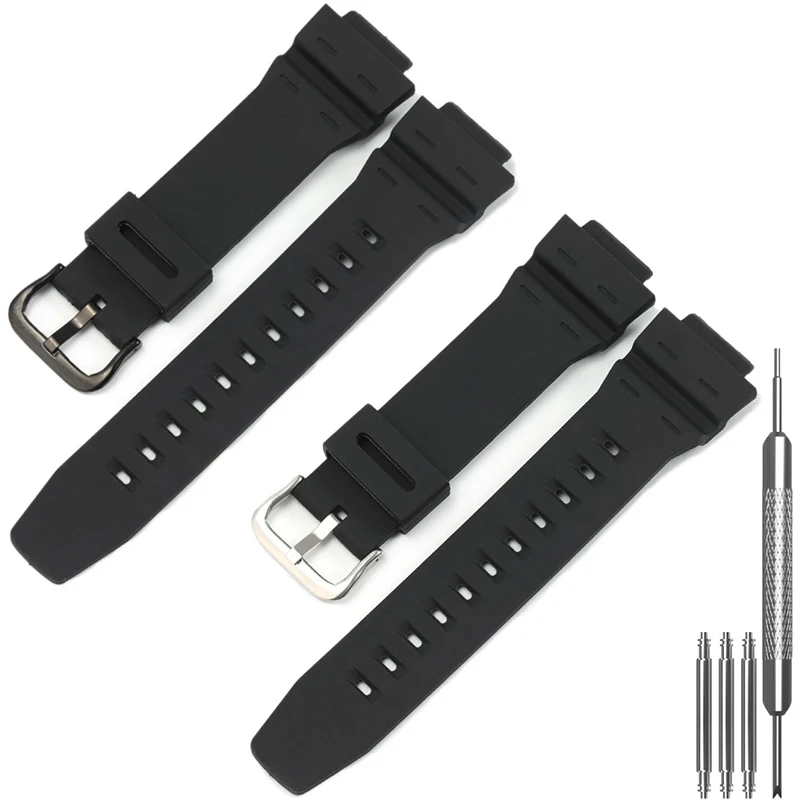 For Casio AE-1500WH AE1500 WS-1500 W737 DW291 Watch Strap 18mm Convex Interface Black Resin Waterproof Sports Replacement Band