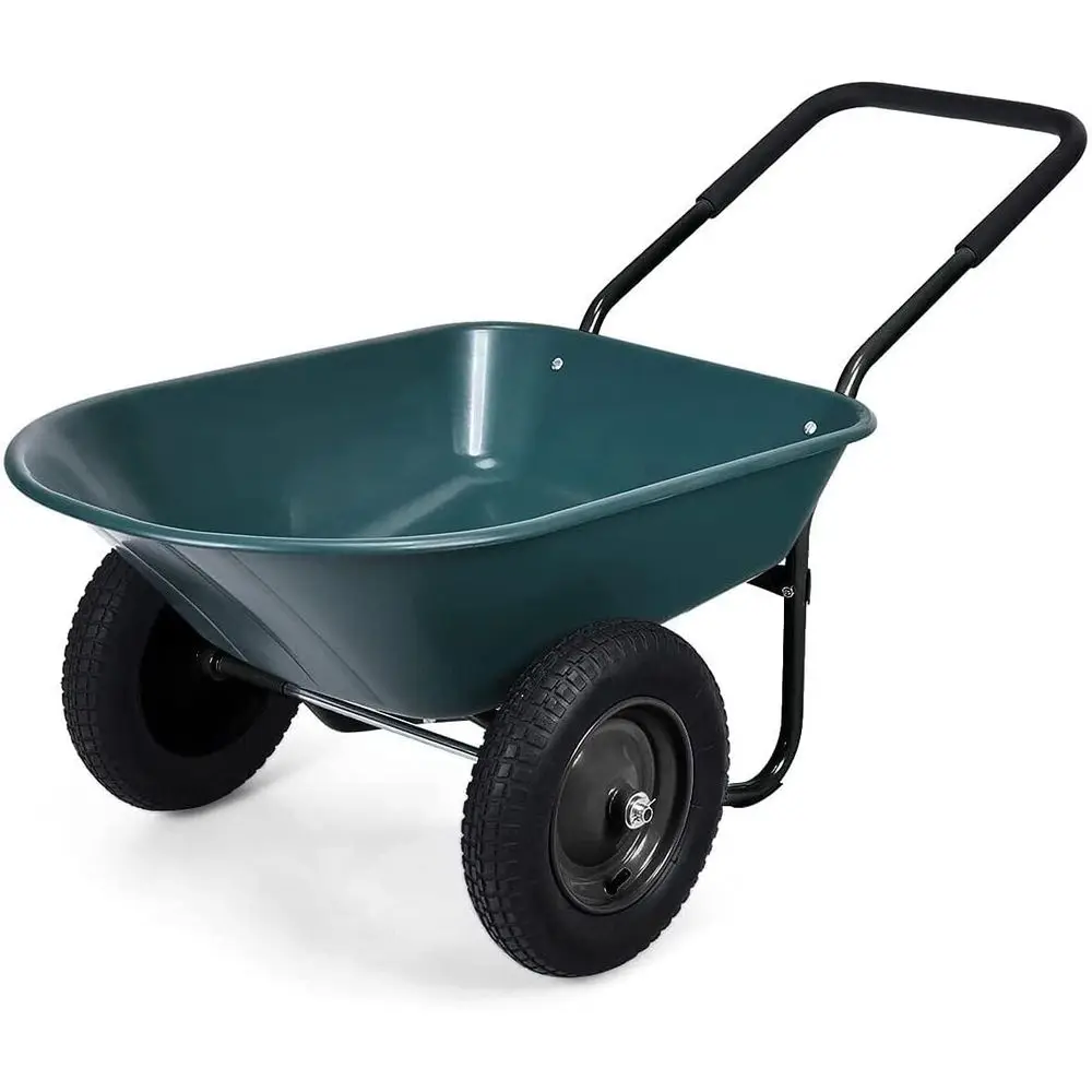

Sturdy 2-Wheel Garden Cart, Heavy-Duty Yard Wagon for Easy Loading and Dumping, Green