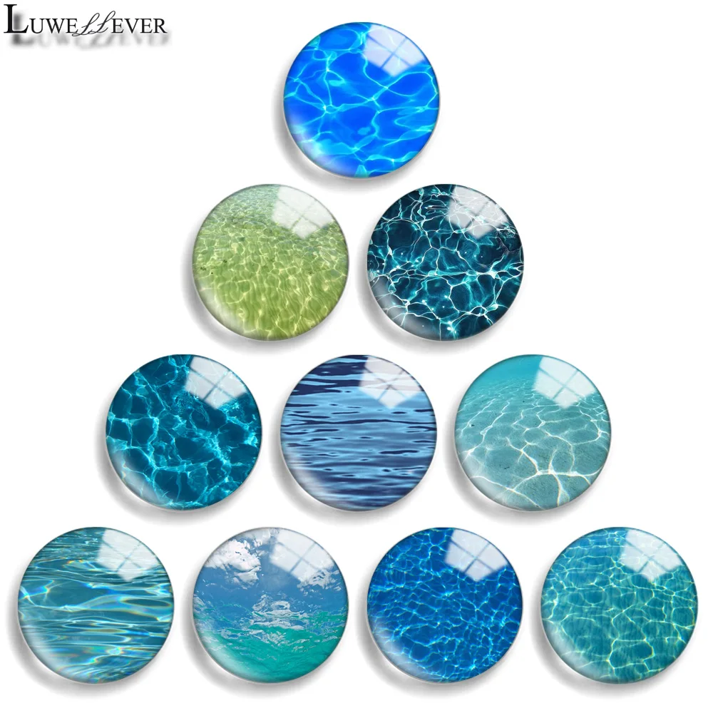 12mm 14mm 20mm 25mm 30mm 40mm 762 Wave Mix Okrągły szklany kaboszon Biżuteria Znalezienie 18mm Zatrzask Bransoletka Charm