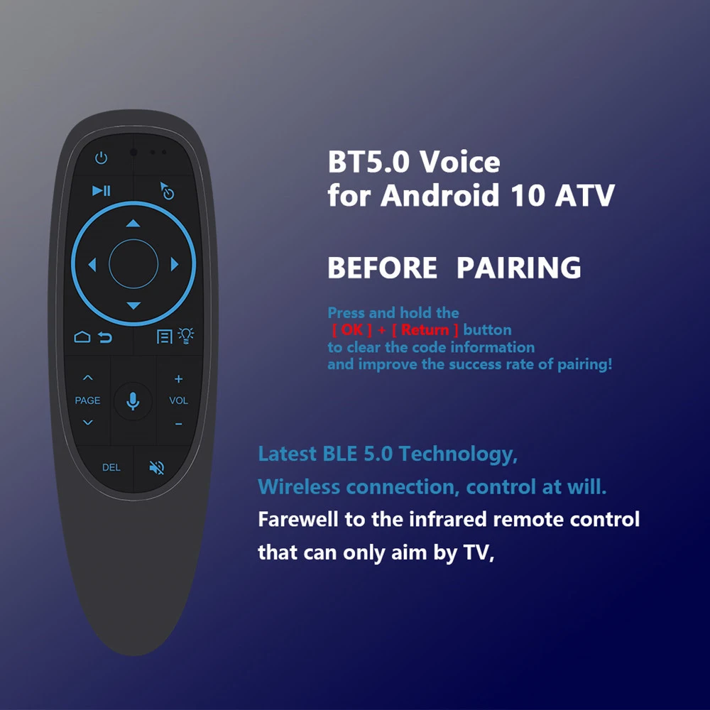 Backlit Air Mouse Smart Voice Remote Control G10S Pro Wireless Gyro Sensing Smart Remote Control IR Learning