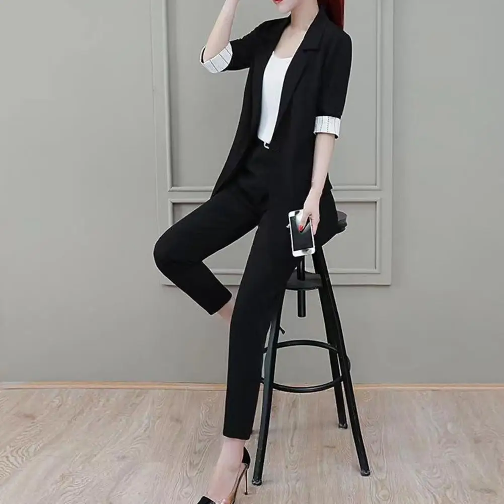 

3 Pcs/Set Formal Breathable Business Trip Loose Women Coat Suit Notch Collar Women Business Outfit Female Clothes