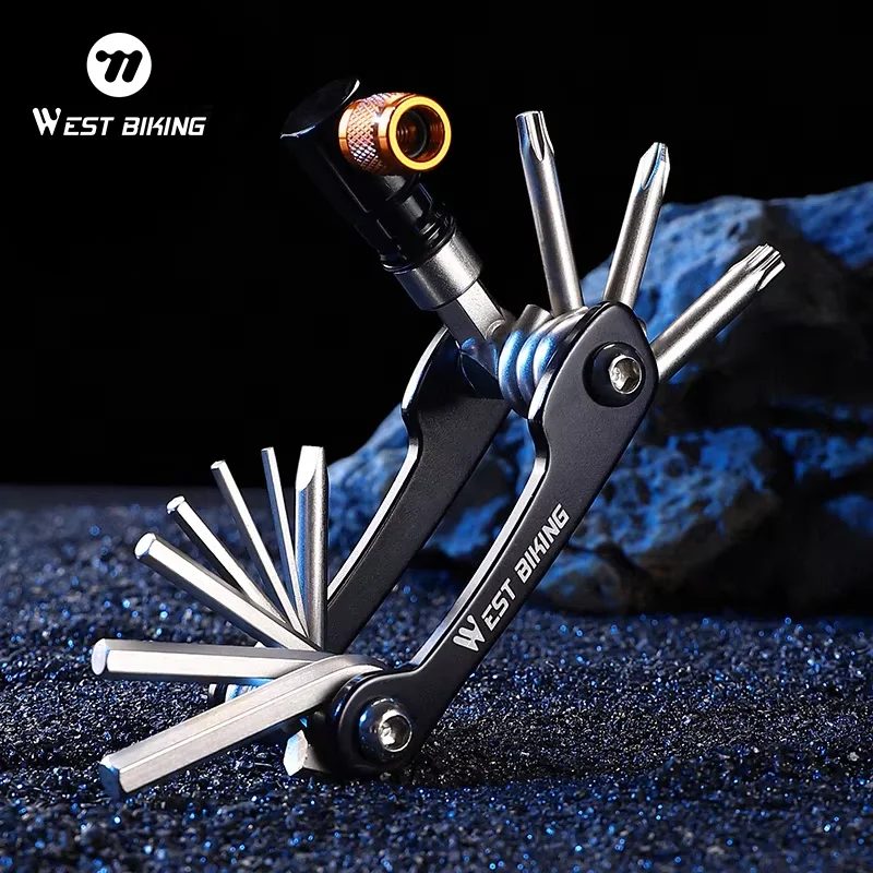 WEST BIKING Cycling Multifunction Tools Portable Kit CO2 Pump Professional Cr-V Alloy Hex Wrench Screwdrivers Bicycle Multitools