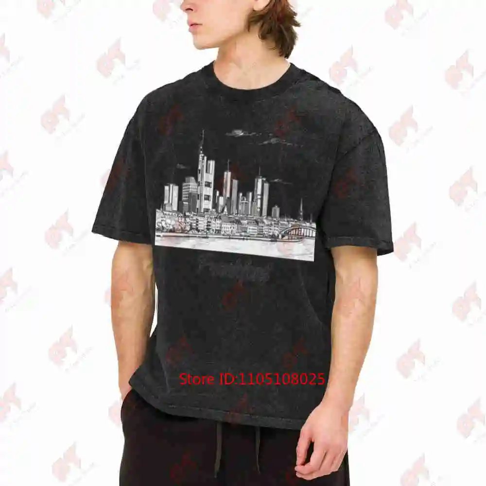 Frankfurt Am Main Germany Memory Souvenir FFM Vintage Washed Tee Pure Cotton T-Shirt